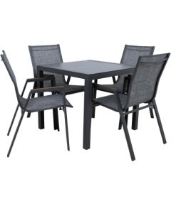 Dārza mēbeļu komplekts DELGADO galds un 4 krēsli, pelēks