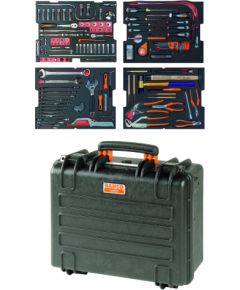 Bahco Aviation MRO mechanics tools in foam set 159 pcs in HD ridgid case 490x435x46mm 29L, inch sizes 1/4" and 3/8"