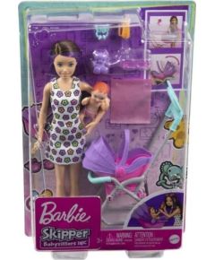 Mattel Lalka Barbie Barbie Opiekunka Skipper Wózek + bobas Zestaw GXT34