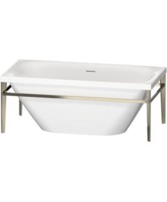 Duravit vanna Viu, 1600x800 mm, brīvstāvoša, ar dekoratīvu  rāmi champagne matt, ar sifonu, balta akrila