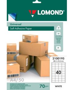 Lomond Self-Adhesive Paper Universal Labels, 40/48,5x25,4, A4, 50 sheets, White