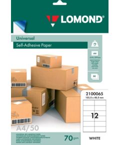 Lomond Self-Adhesive Paper Universal Labels, 12/105x48, A4, 50 sheets, White