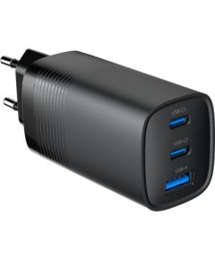 Gembird TA-UC-PDQC65-01-BK 3-port 65 W GaN USB PowerDelivery fast charger, black