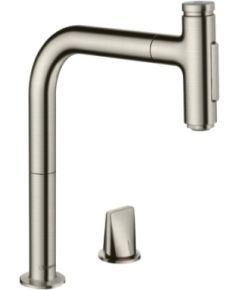 Hansgrohe virtuves izlietnes maisītājs ar izvelkamu dušu Metris Select M71 200 2jet, stainless steel optic + s