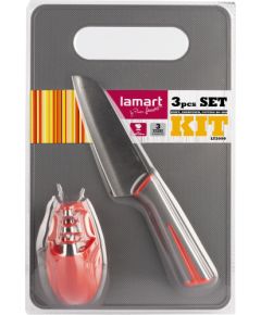 3 pcs set knife, sharpener, cutting board Lamart LT2099