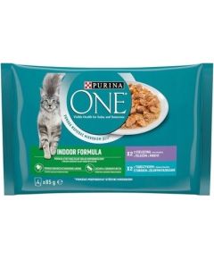 PURINA One Indoor Tuna, veal - wet cat food - 4x85g