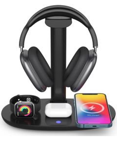 CP X5W 4in1 15W Беспроводное зарядное устройство Magsafe Qi с подставкой для iPhone Watch Airpods и других устройств + Держатель наушников