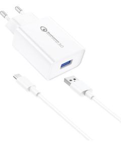 Wall Charger Foneng EU13  + USB to Micro USB Cable, 3A (White)