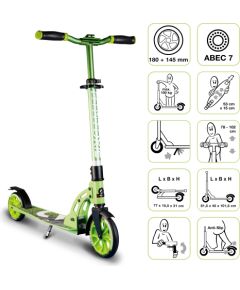 MUUWMI Six Degree Aluminium Scooter skrejritenis 180/145 mm, zaļš - AU 587