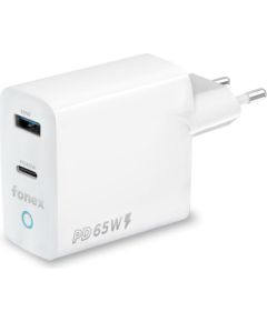 Travel Charger USB + Type-C PD 65W By Fonex White