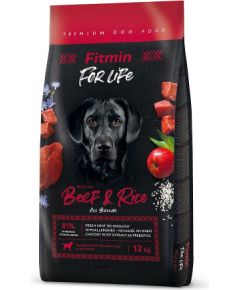 FITMIN Dog for life Beef & Rice - dry dog food - 12 kg