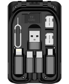 Multi-functional box for phones Budi 515C, 6 types cables (black)