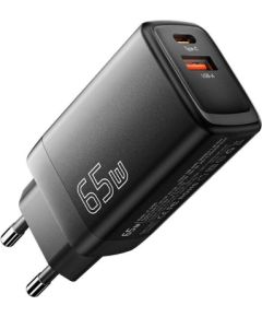 Wall Charger USB-C+USB-A 65W Essager GaN (black)