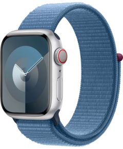 Apple Watch Series 9, Smartwatch (silver/blue, aluminum, 41 mm, Sport Loop, Cellular)