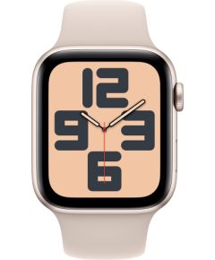 Apple Watch SE (2023), Smartwatch (silver/light beige, 44 mm, sports strap, aluminum, cellular)