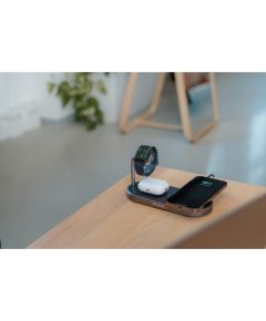 Verbatim Wireless 3-in-1 charging stand WCS-03, Qi, MFi, charging station (black/aluminum, for Apple Watch, iPhone, etc.)