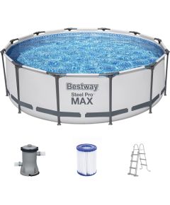 Bestway Steel Pro MAX pool set, O 366cm x 100cm, swimming pool (light grey, with filter pump)