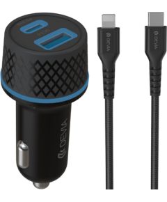 Devia Extreme PD QC USB-C Автомобильное Зарядное Устройство 52.5W + USB-C - Lightning кабель