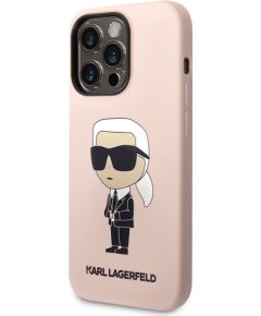 Karl Lagerfeld Liquid Silicone Ikonik NFT Case for iPhone 15 Pro Pink