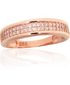 Золотое кольцо #1101187(Au-R)_CZ, Красное Золото 585°, Цирконы, Размер: 18, 2.11 гр.