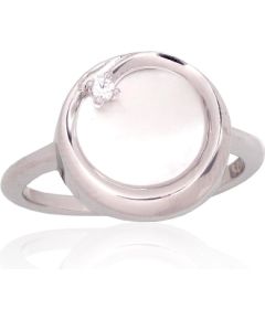 Серебряное кольцо #2101942(PRh-Gr)_CZ+PL, Серебро 925°, родий (покрытие), Цирконы, Перламутр, Размер: 18, 3 гр.