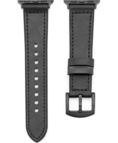 Connect Universal  Watch 38/40/41mm Silicone patch Leather Strap (132mm M/L) Black