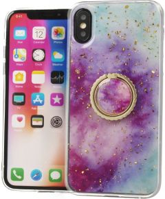 Fusion Marble Ring Back Case Silikona Aizsargapvalks Priekš Apple iPhone 11 Violets - Zils