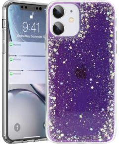 Fusion Glue Glitter Back Case Silikona Aizsargapvalks Apple iPhone 12 | 12 Pro Violets