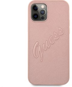GUHCP12LRSAVSRG Guess PU Saffiano Vintage Script Case for iPhone 12 Pro Max Rose Gold