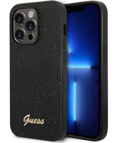 Guess PC|TPU Glitter Flakes Metal Logo Case for iPhone 14 Pro Black