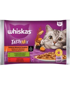 WHISKAS Tasty Mix in sauce Lamb with chicken and carrot, Beef with poultry - wet cat food - 4x 85g