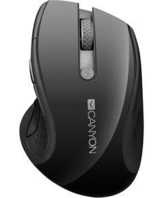 CANYON MW-01, 2.4GHz wireless mouse with 6 buttons, optical tracking - blue LED, DPI 1000/1200/1600, Black pearl glossy, 113x71x39.5mm, 0.07kg