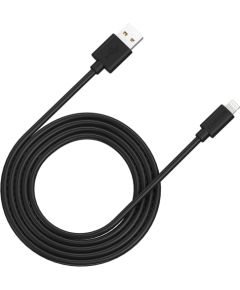 CANYON MFI-12, Lightning USB Cable for Apple (C48), round, PVC, 2M, OD:4.0mm, Power+signal wire: 21AWG*2C+28AWG*2C,  Data transfer speed:26MB/s, Black.  With shield , with CANYON logo and CANYON package.  Certification: ROHS, MFI.