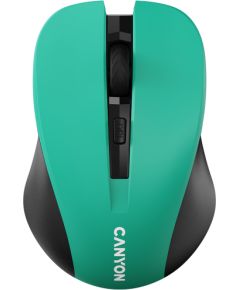 CNE-CMSW1GR CANYON мышь, цвет - зеленый, беспроводная 2.4 Гц, DPI 800/1000/1200 DPI, 3 кнопки и колесо прокрутки, прорезиненное покрытие