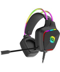 CANYON Darkless GH-9A, RGB gaming headset with Microphone, Microphone frequency response: 20HZ~20KHZ,  ABS+ PU leather, USB*1*3.5MM jack plug, 2.0M PVC cable, weight:280g, black