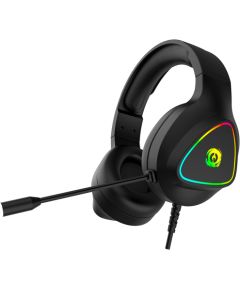 CANYON Shadder GH-6, RGB gaming headset with Microphone, Microphone frequency response: 20HZ~20KHZ,  ABS+ PU leather, USB*1*3.5MM jack plug, 2.0M PVC cable, weight: 300g, Black
