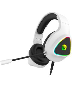 CANYON Shadder GH-6, RGB gaming headset with Microphone, Microphone frequency response: 20HZ~20KHZ,  ABS+ PU leather, USB*1*3.5MM jack plug, 2.0M PVC cable, weight: 300g, White