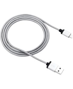 CANYON MFI-3, Charge & Sync MFI braided cable with metalic shell, USB to lightning, certified by Apple, 1m, 0.28mm, Dark gray
