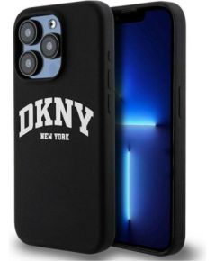 DKNY Apple  iPhone 15 Pro 6.1 hardcase Liquid Silicone White Printed Logo MagSafe Black