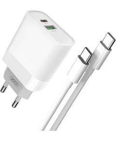 Wall Charger XO L64, USB + USB-C, 20W (White)
