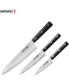 Samura DAMASCUS 67 Комплект ножей 3шт. Utility / Paring / Chef's из AUS 10 Дамасской стали 61 HRC (67-слойный)