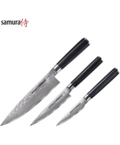 Samura DAMASCUS Комплект кухонных ножей 3шт. Paring / Utility / Chef's из AUS 10 Дамасской стали 61 HRC (67-слойный)