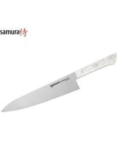 Samura Harakiri Acryl Кухонный нож Шефа c зубчатым лезвием 208mm с акриловой ручкой с AUS 8 кованной японской стали 58 HRC