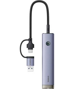 Hub 4in1 Baseus UltraJoy USB-A&USB-C to 3xUSB3.0+USB-C+RJ45 (grey)