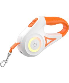 Rojeco Dog Automatic Leash LED 5 m (white and orange)