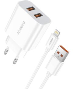 Fast charger Foneng 2x USB EU45 + USB Lightning cable