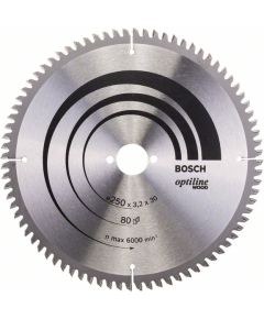 Griešanas disks kokam Bosch OPTILINE WOOD; 250x3,2x30,0 mm; Z80; -5°