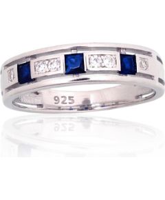 Серебряное кольцо #2101974(PRh-Gr)_CZ+CZ-B, Серебро 925°, родий (покрытие), Цирконы, Размер: 18, 2.3 гр.
