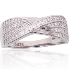 Серебряное кольцо #2101966(PRh-Gr)_CZ, Серебро 925°, родий (покрытие), Цирконы, Размер: 17, 3.5 гр.