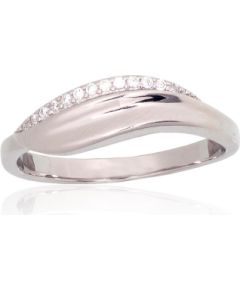 Серебряное кольцо #2101957(PRh-Gr)_CZ, Серебро 925°, родий (покрытие), Цирконы, Размер: 18, 2.5 гр.